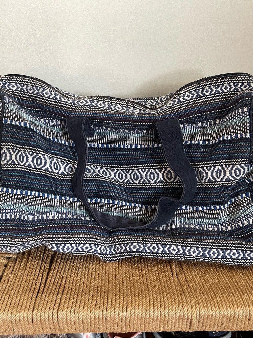 Blue Tribal Print Duffle Bag